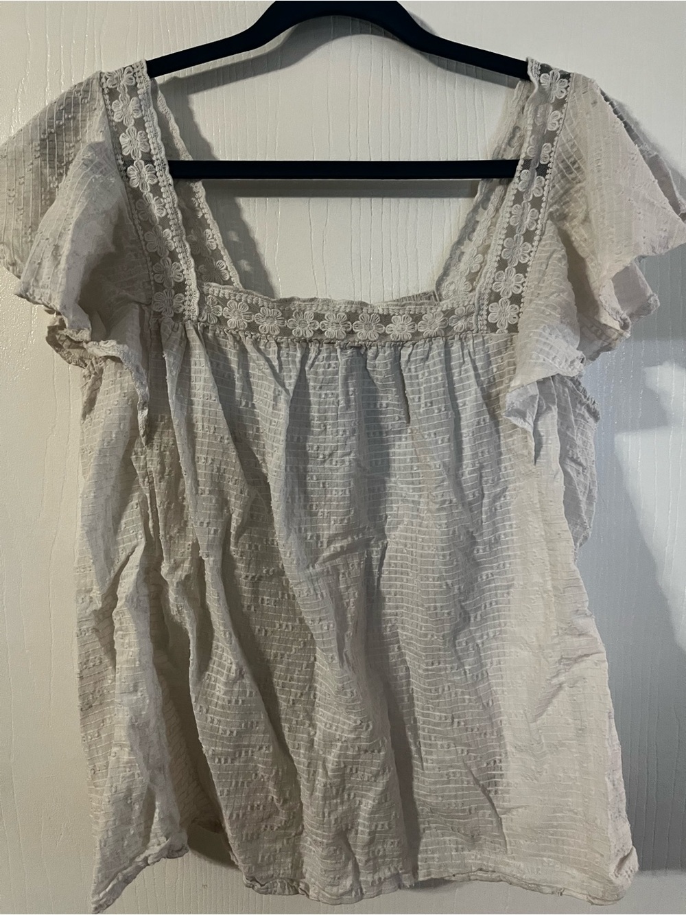 torrid white Lace-Trim Flutter Sleeve Blouse